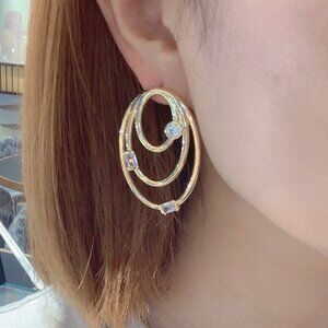 Apm Monac Oval Gold Drop Earrings